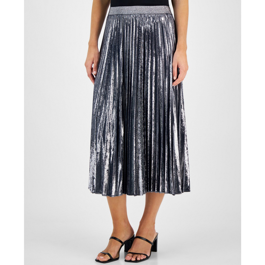 'Metallic Pleated Midi Skirt' für Damen