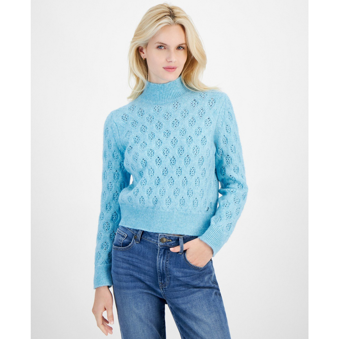 'Mock Neck Pointelle Sweater' für Damen