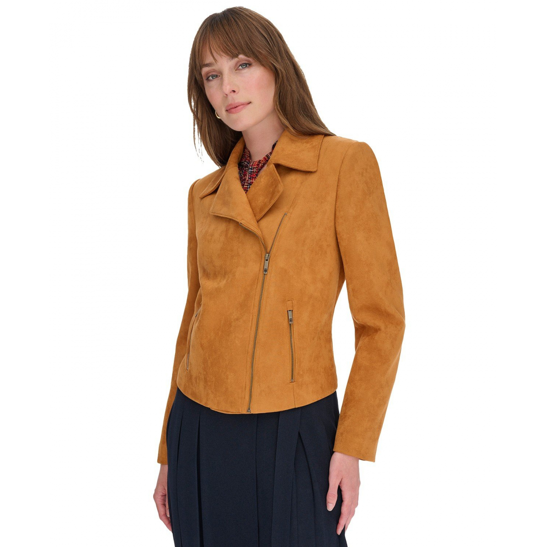 'Faux-Suede Moto Long-Sleeve Jacket' pour Femmes