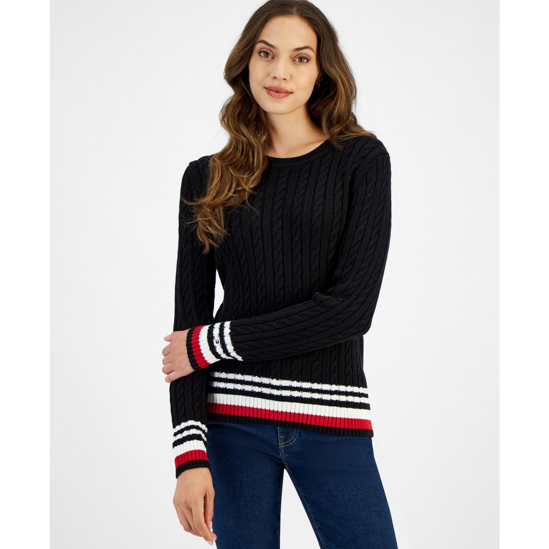 'Cable-Knit Crewneck Sweater' für Damen