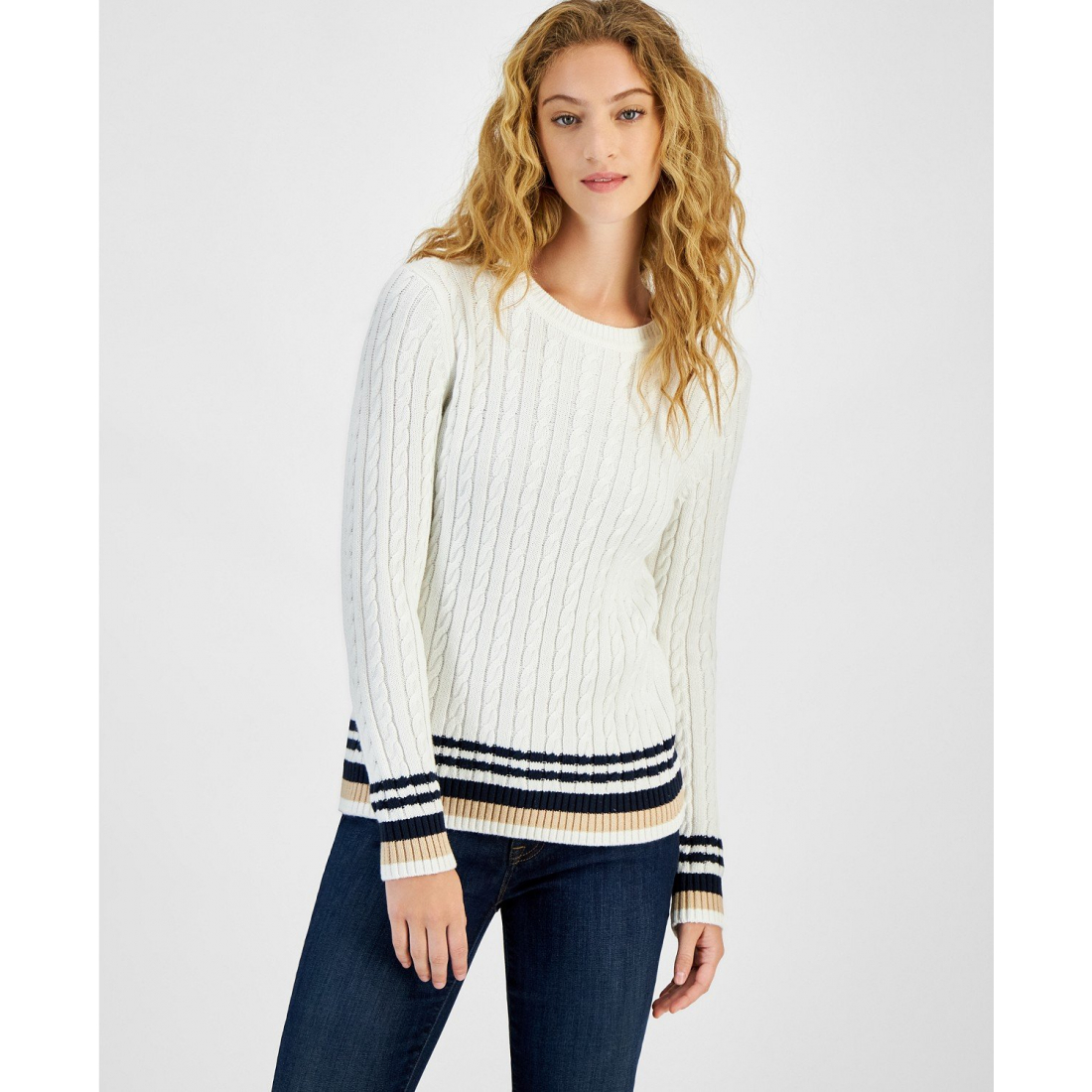 'Cable-Knit Crewneck Sweater' für Damen