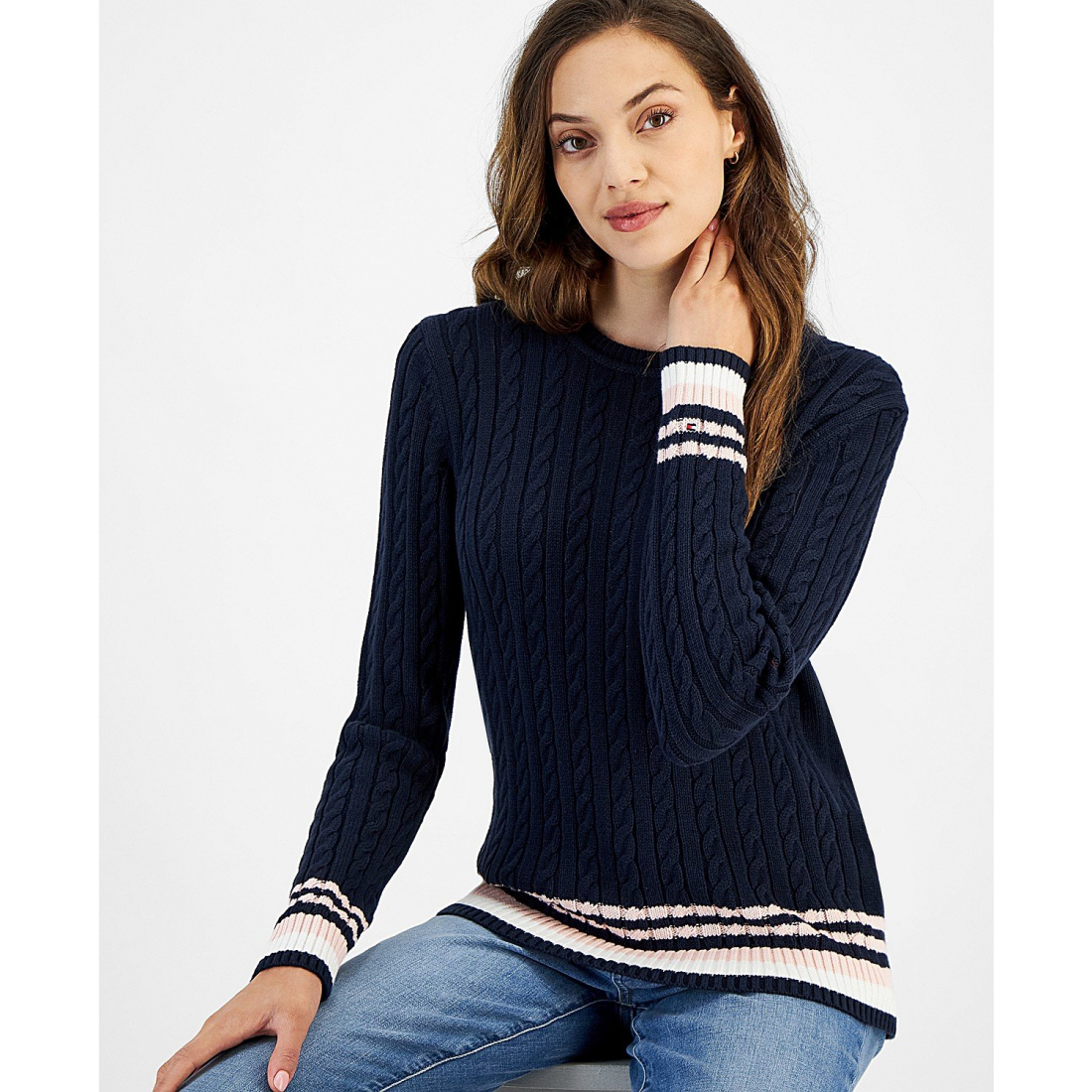 'Cable-Knit Crewneck Sweater' für Damen