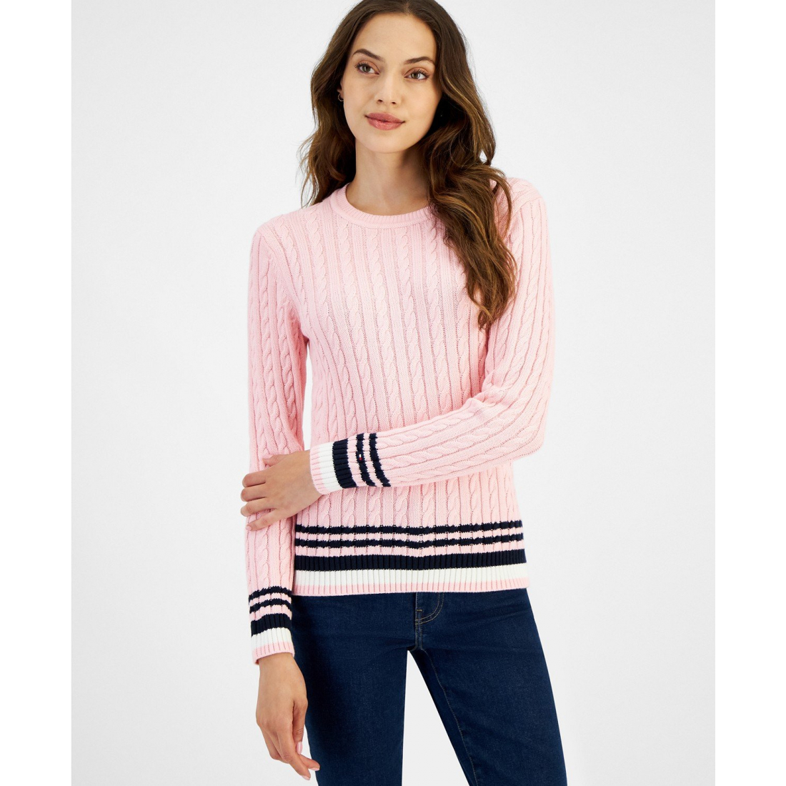 'Cable-Knit Crewneck Sweater' pour Femmes