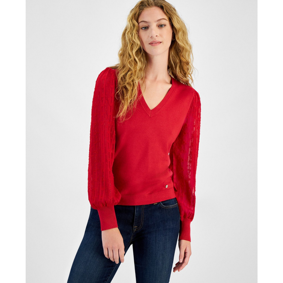 'Clip-Dot-Sleeve Sweater' für Damen