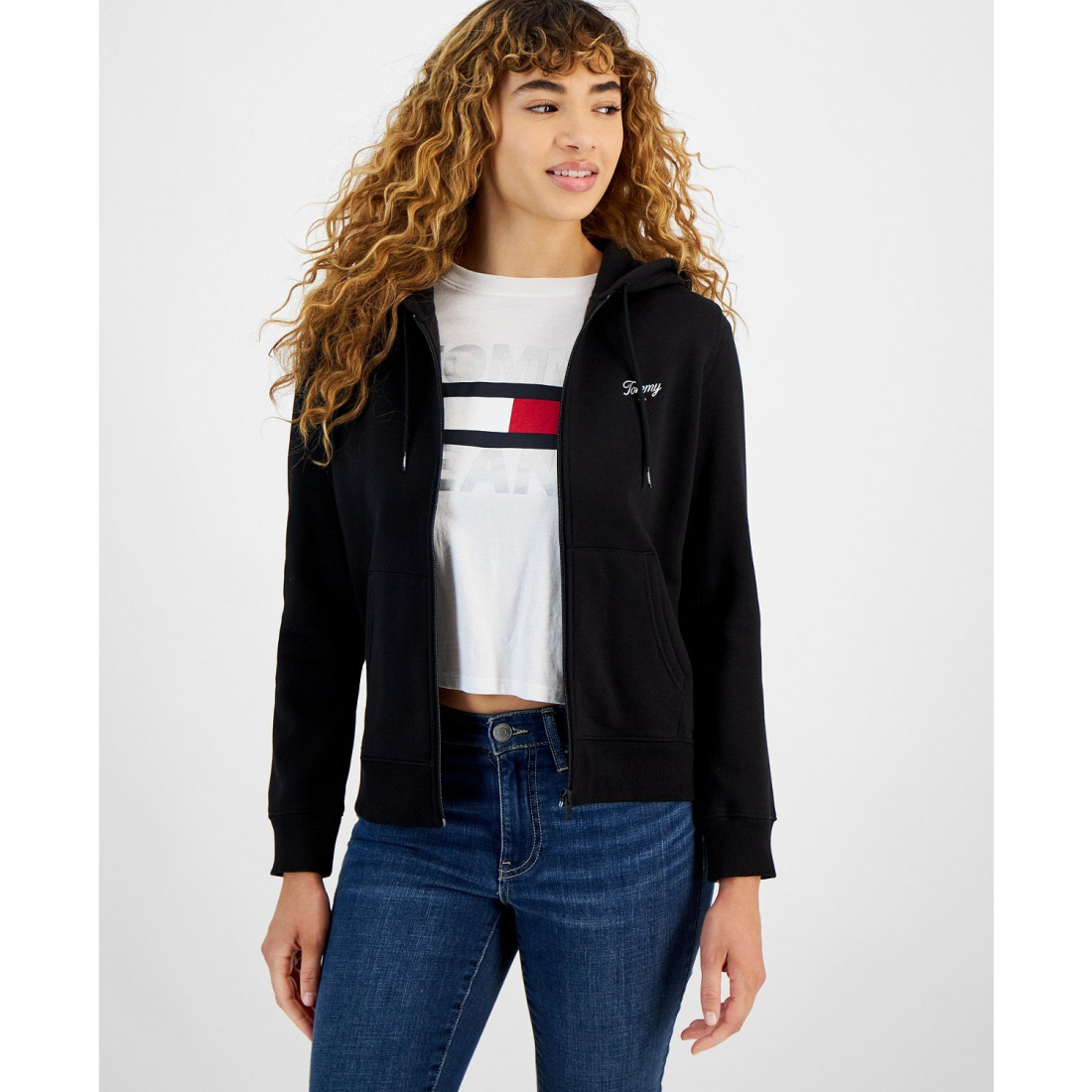 Women's 'Script Logo Zip-Front Hoodie'