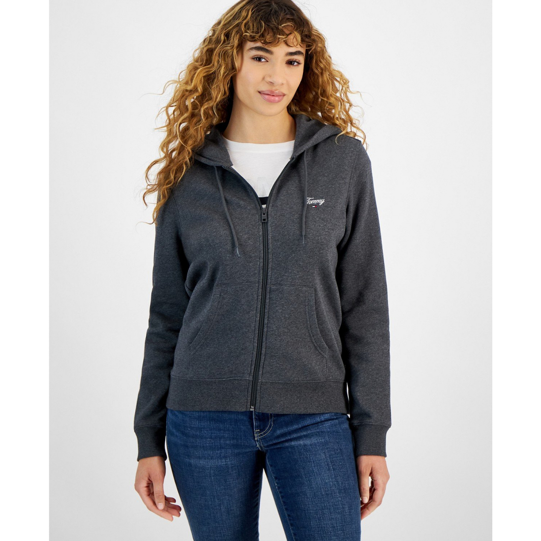 'Script Logo Zip-Front Hoodie' für Damen