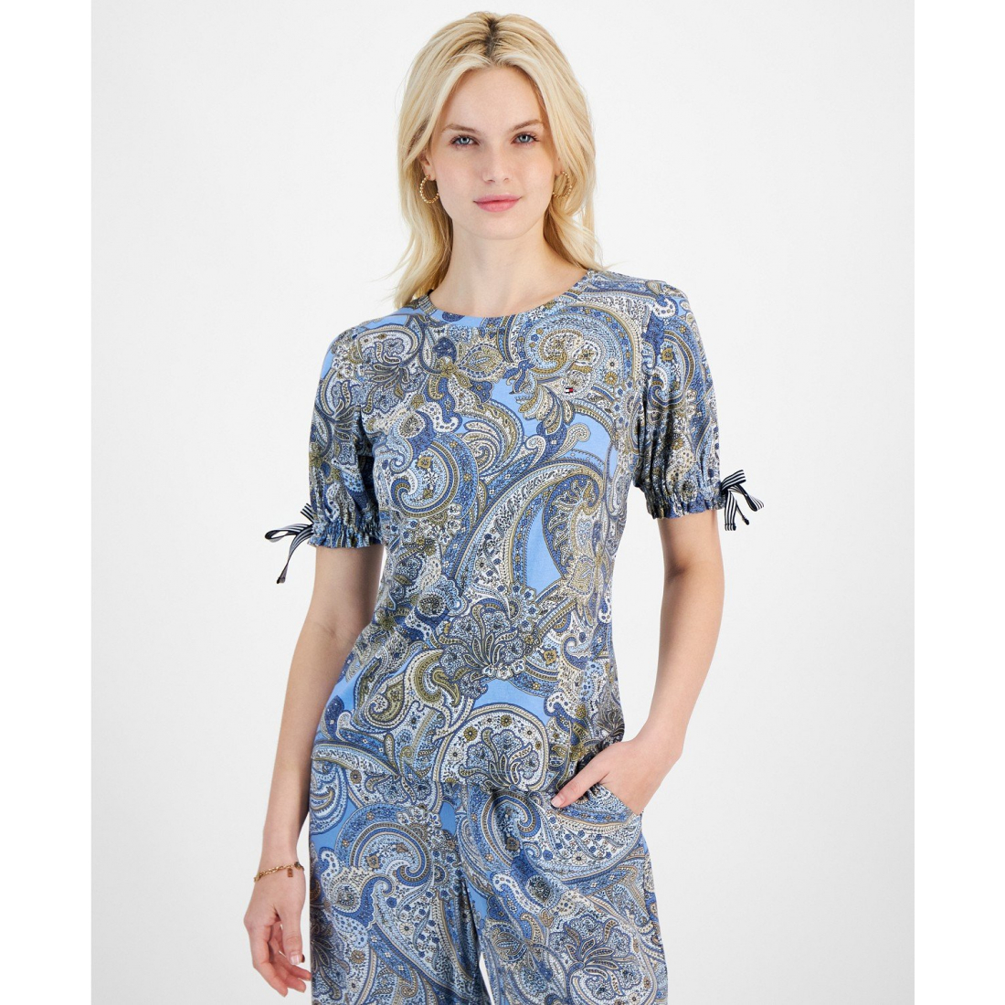 'Paisley Gathered-Sleeve Top' für Damen