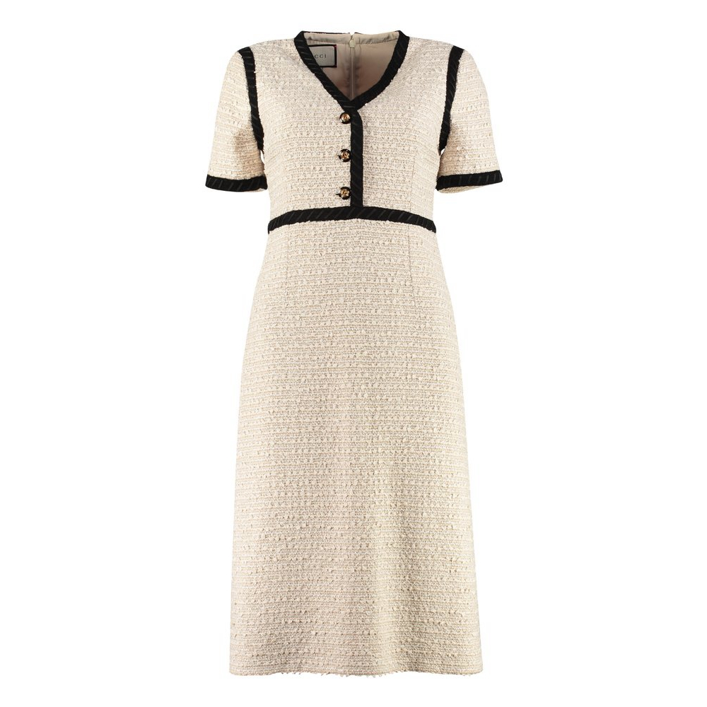 Women's 'Contrast Trim Tweed' Midi Dress