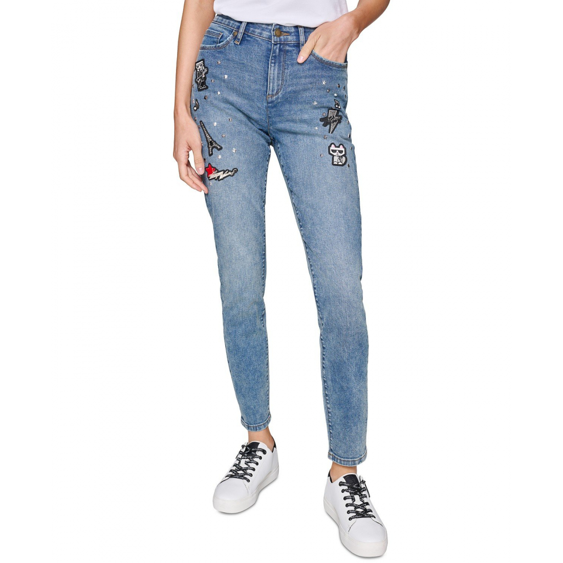 Jeans 'Super Stretch Embellished Straight-Leg Patch' pour Femmes