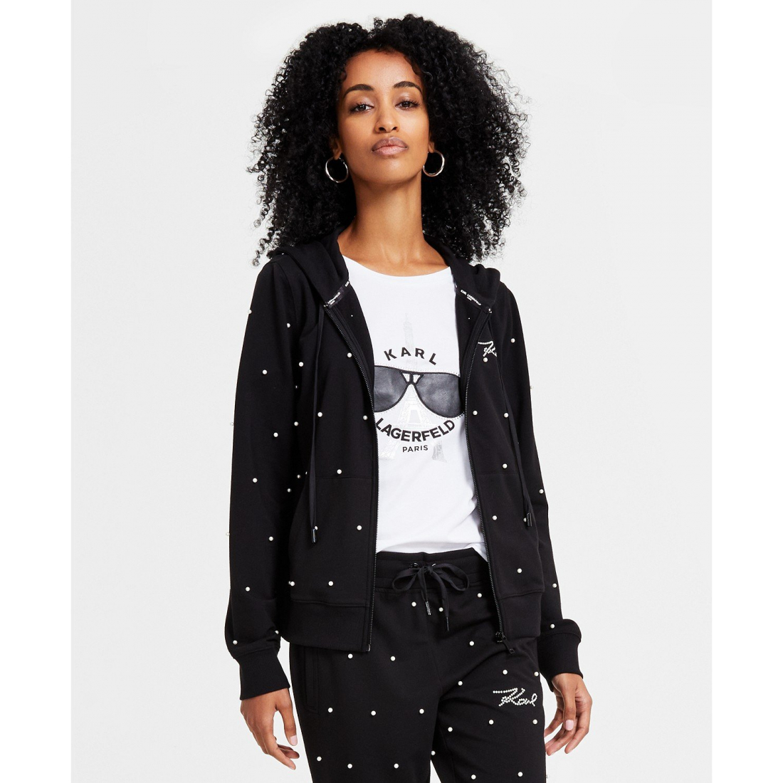 Veste 'Faux-Pearl Embellished Zip, Regular & Petite' pour Femmes