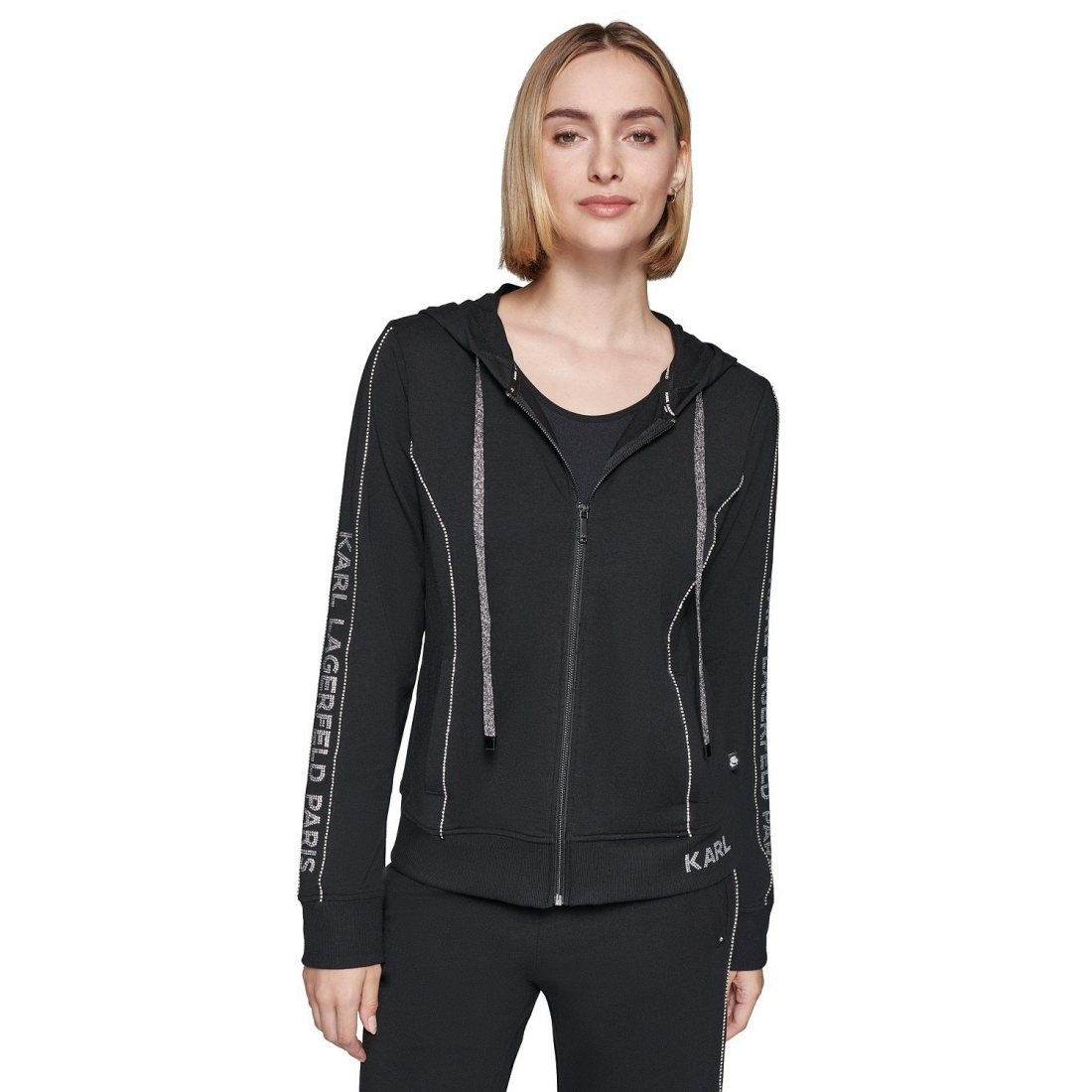 Veste 'Embellished Logo Zip Up, Regular & Petite' pour Femmes