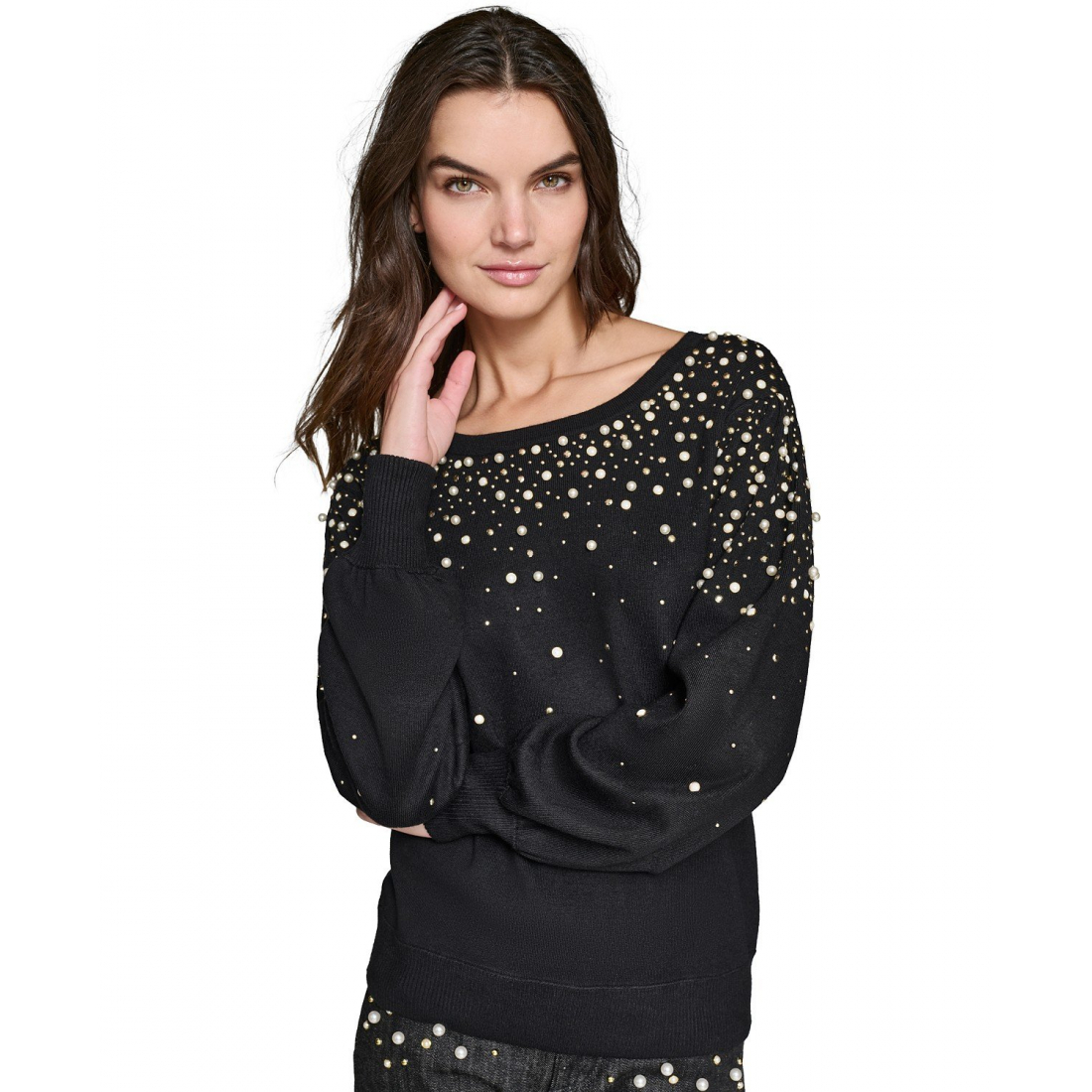 Pull 'Imitation-Pearl Embellished' pour Femmes