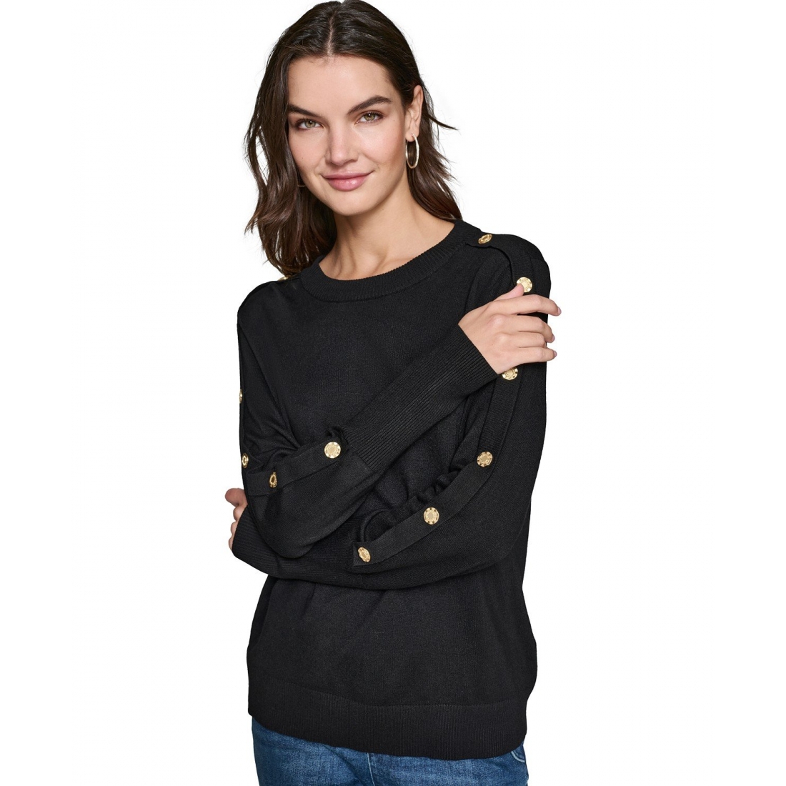 Pull 'Button-Sleeve, Regular & Petite' pour Femmes