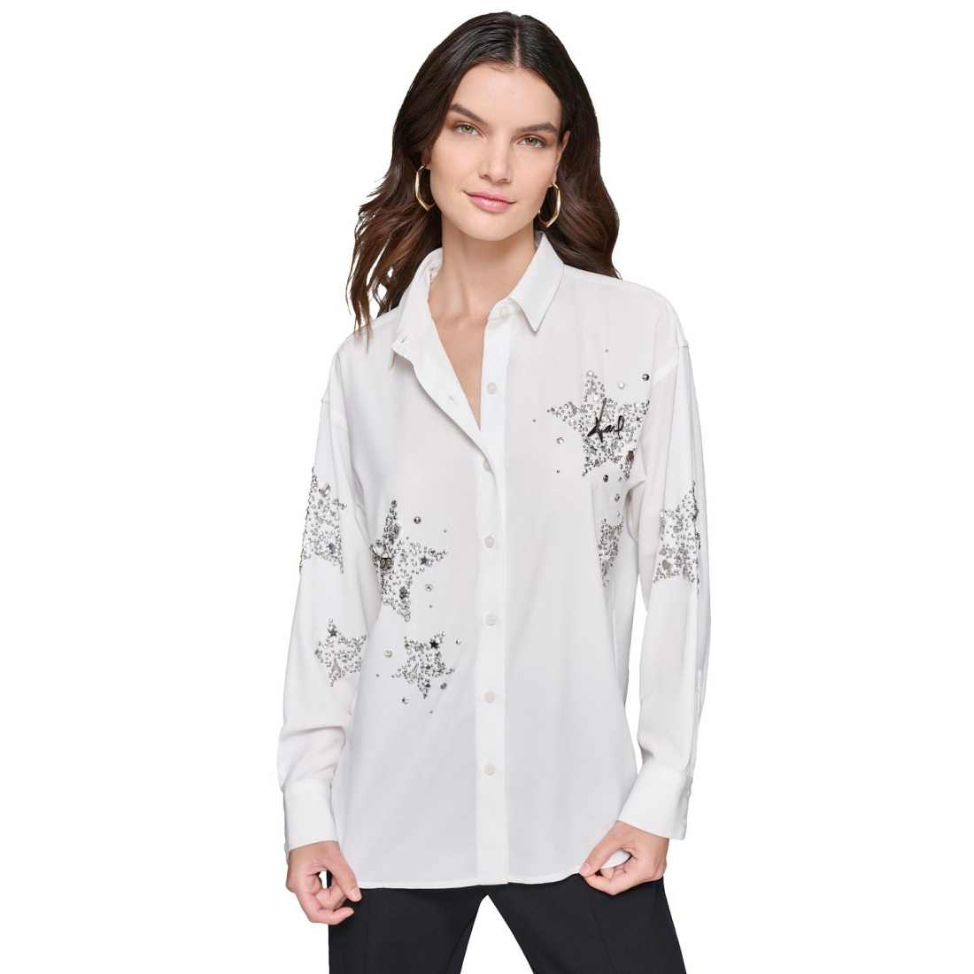 Chemise 'Embellished Button-Front' pour Femmes