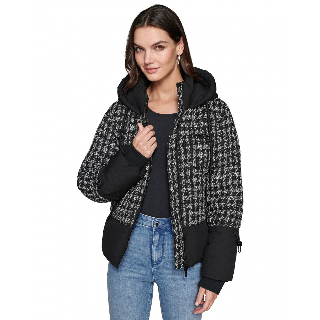 Veste matelassée 'Houndstooth Hooded' pour Femmes