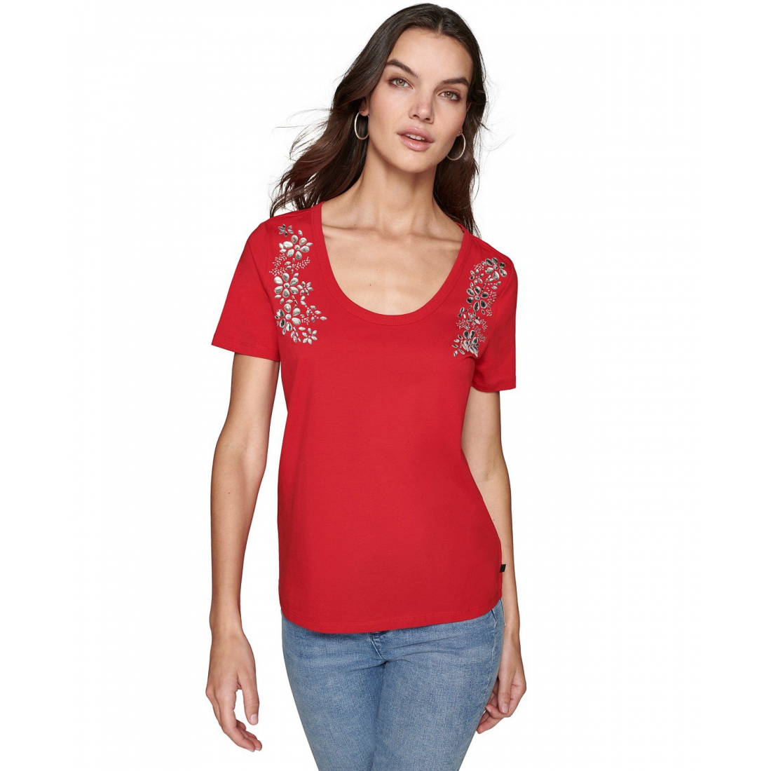 T-shirt 'Rhinestone-Embellished' pour Femmes