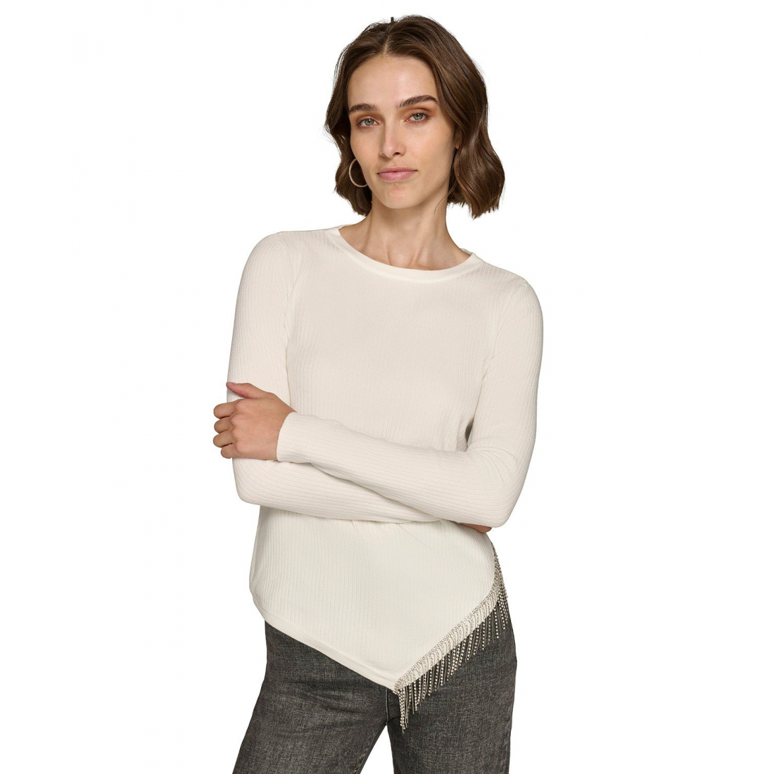 Pull 'Asymmetrical Crystal-Trim' pour Femmes