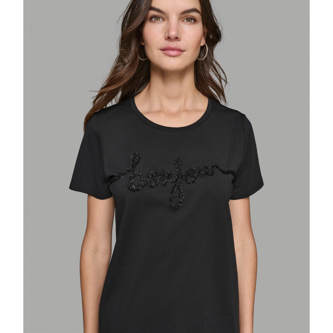 'Bonjour Script Tweed' T-Shirt für Damen