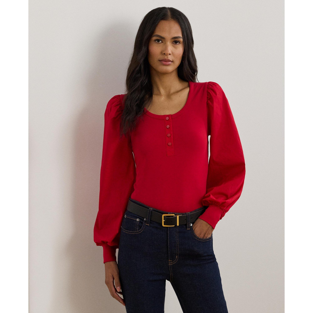 Women's 'Stretch Puff-Sleeve' Henley