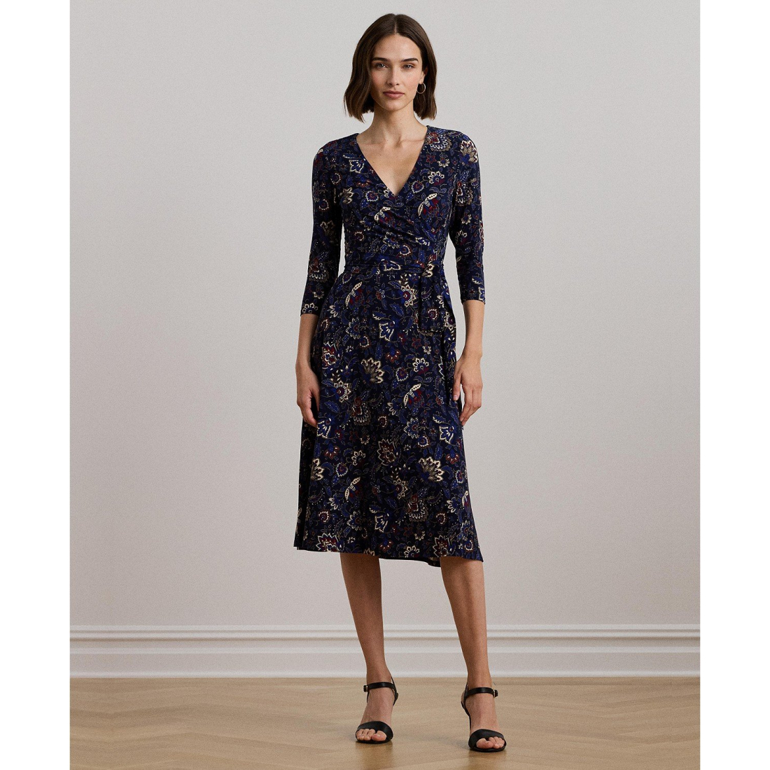 Women's 'Floral Surplice Stretch' Midi Dress