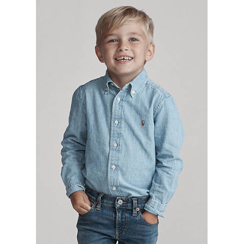 'Indigo Cotton Chambray Shirt' pour Petits garçons