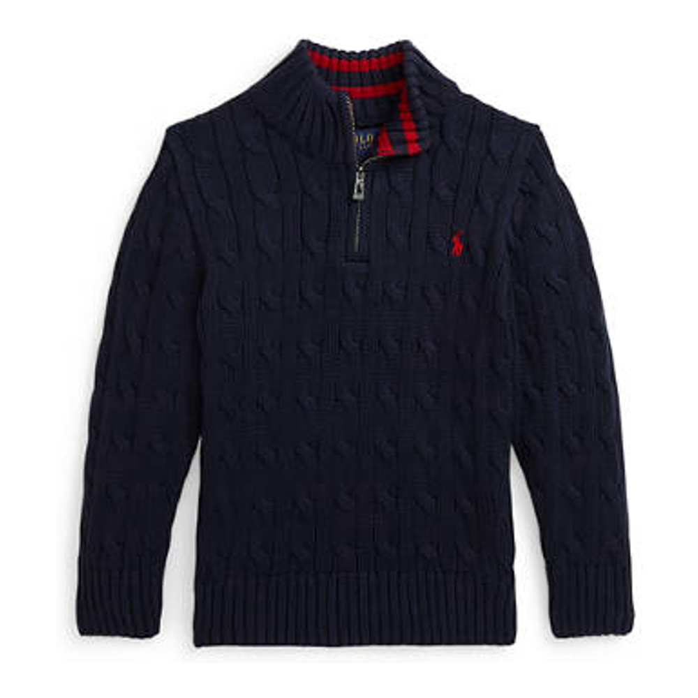 Little Boy's 'Cable-Knit Cotton 1/4 Zip Sweater'