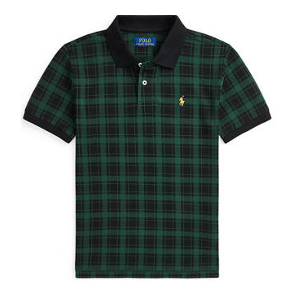 Little Boy's 'Buffalo Check Cotton Mesh Polo Shirt'