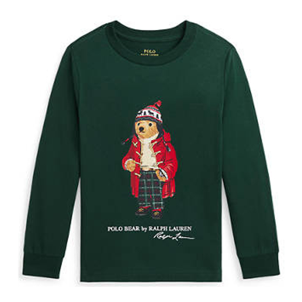 Little Boy's 'Polo Bear Cotton Long Sleeve T-Shirt'