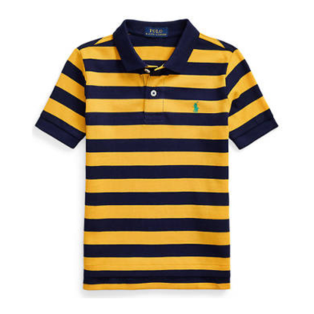 Little Boy's 'Striped Cotton Mesh Polo Shirt'