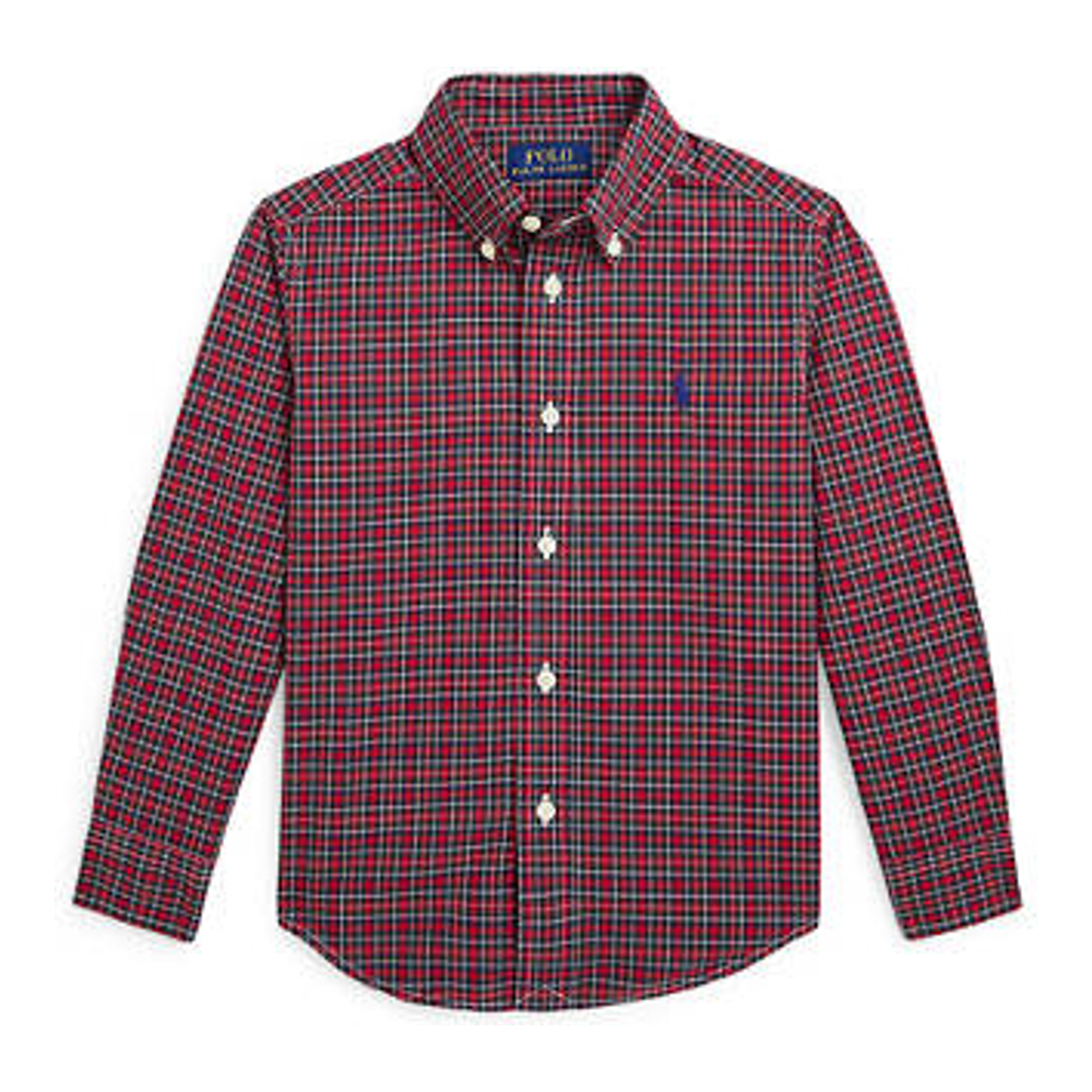 Little Boy's 'Plaid Cotton Poplin Shirt'