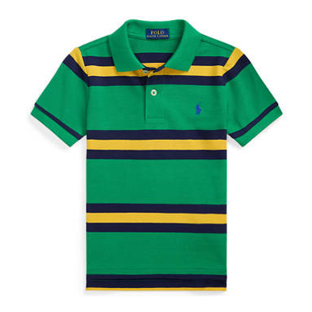 Little Boy's 'Striped Cotton Mesh Polo Shirt'