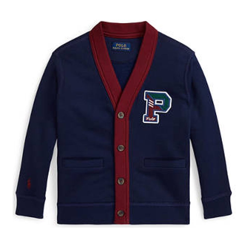 Little Boy's 'Fleece Letterman V-Neck Cardigan'