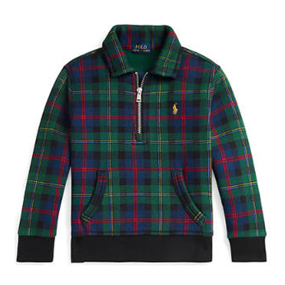 Little Boy's 'Plaid Fleece Collared Sweatshirt'