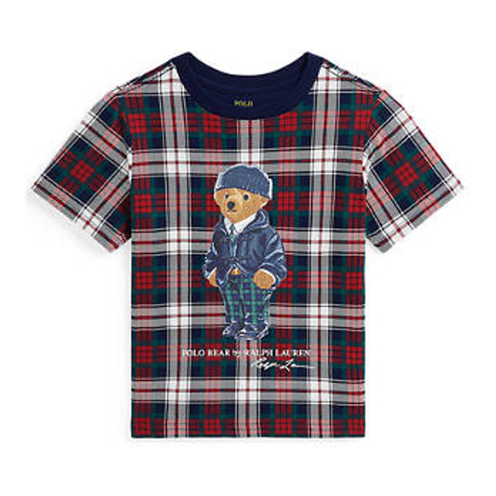 Little Boy's 'Polo Bear Plaid Cotton Jersey T-Shirt'