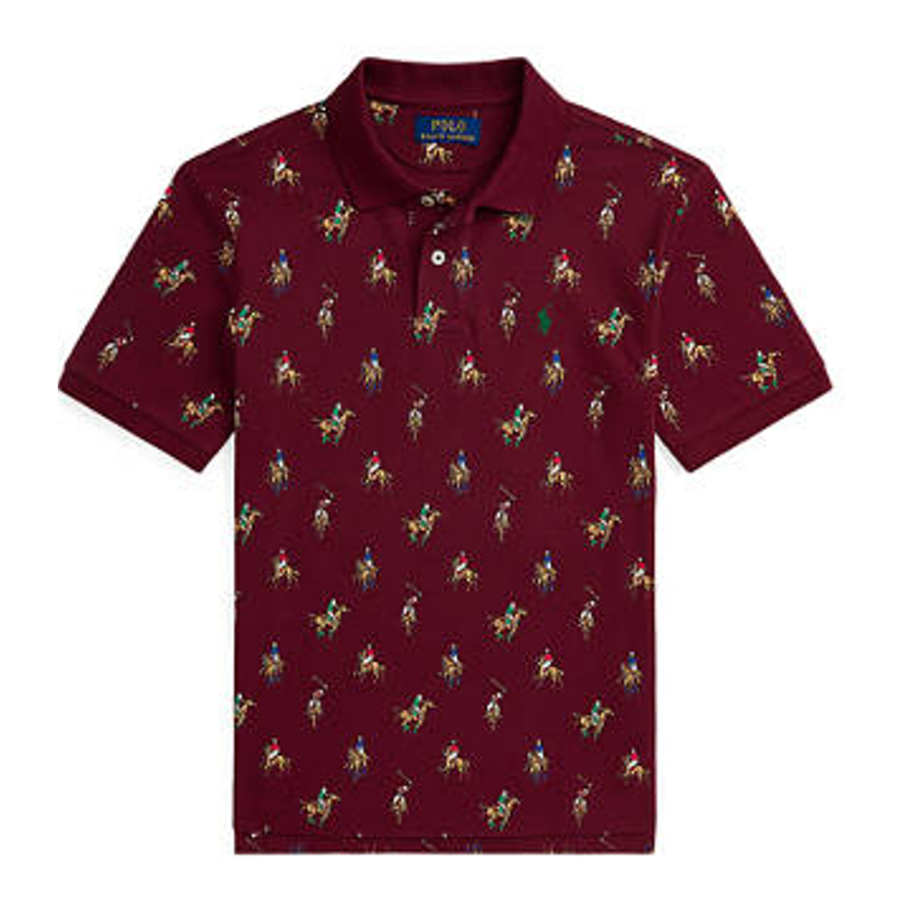 Big Boy's 'Equestrian Print Cotton Mesh Polo Shirt'