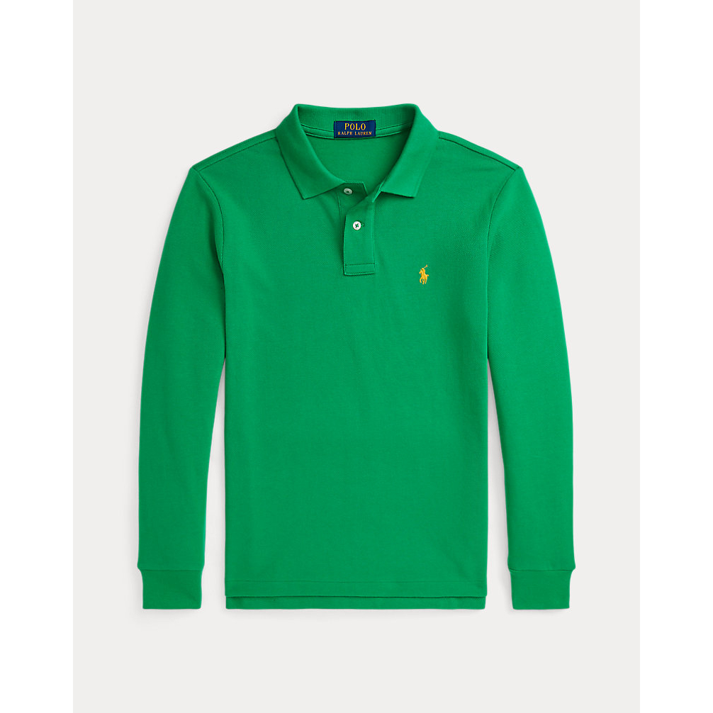 'Cotton Mesh Long-Sleeve Polo Shirt' pour Grands garçons