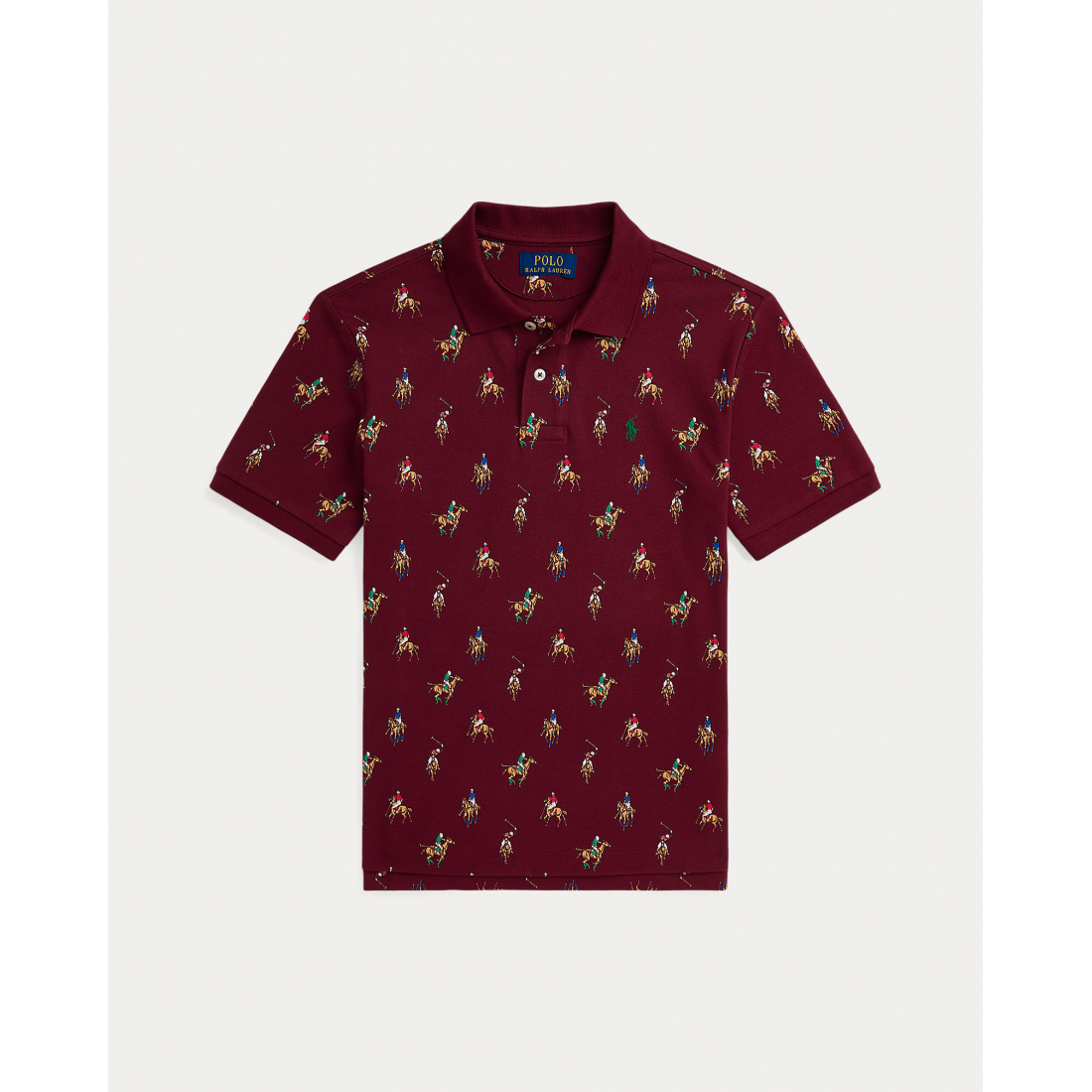 Big Boy's 'Equestrian-Print Cotton Mesh Polo Shirt'