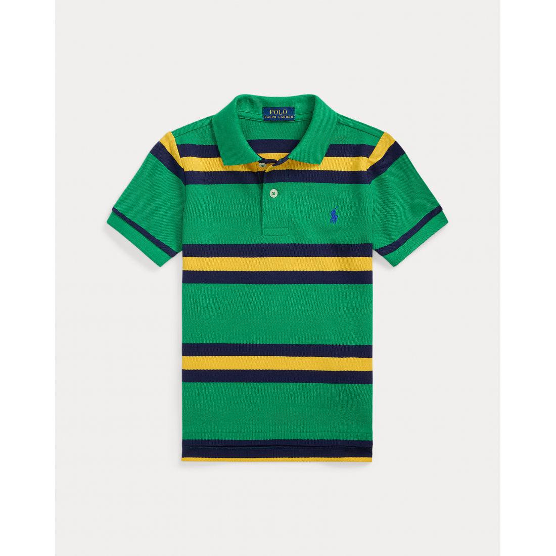 Little Boy's 'Striped Cotton Mesh Polo Shirt'