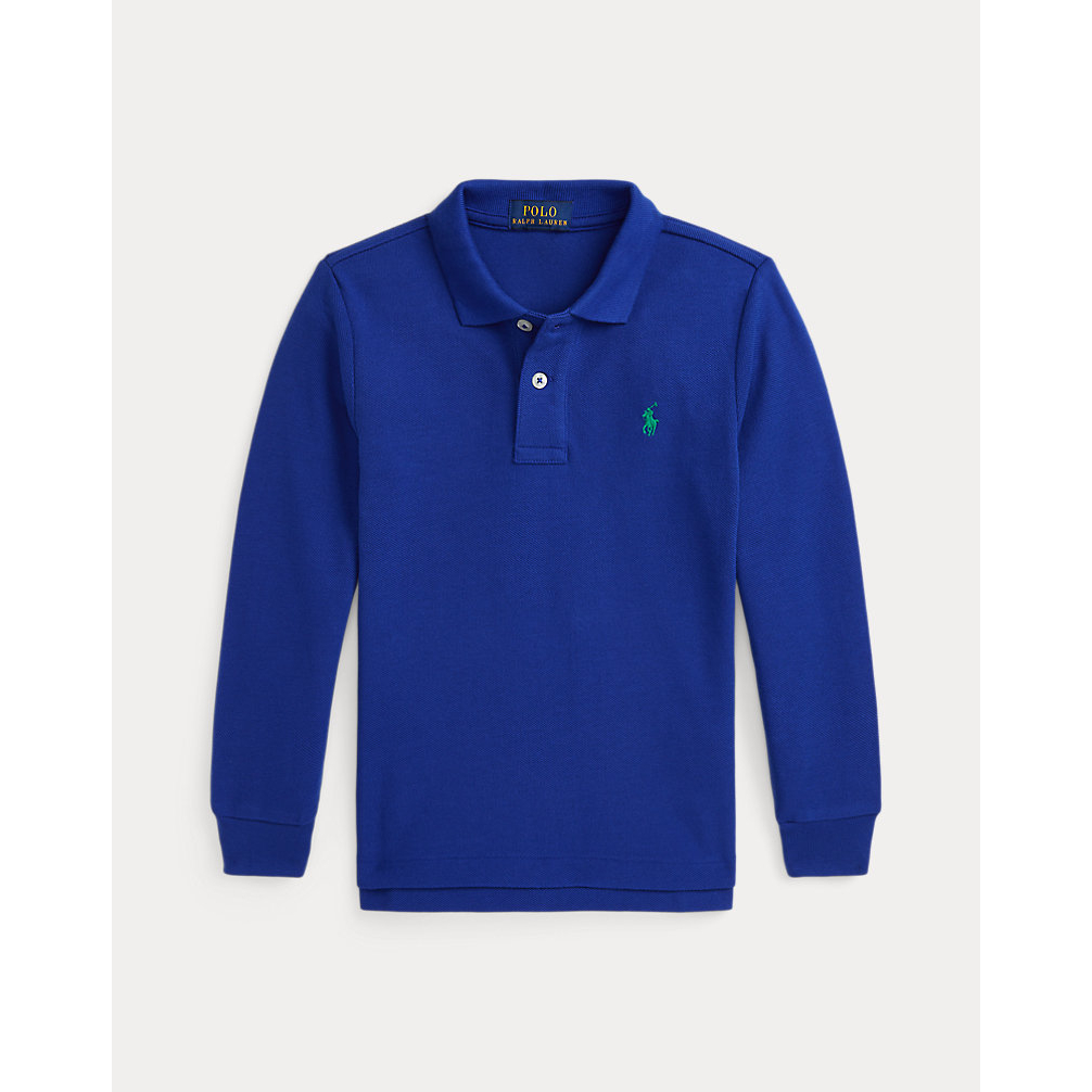 Little Boy's 'Cotton Mesh Long-Sleeve Polo Shirt'