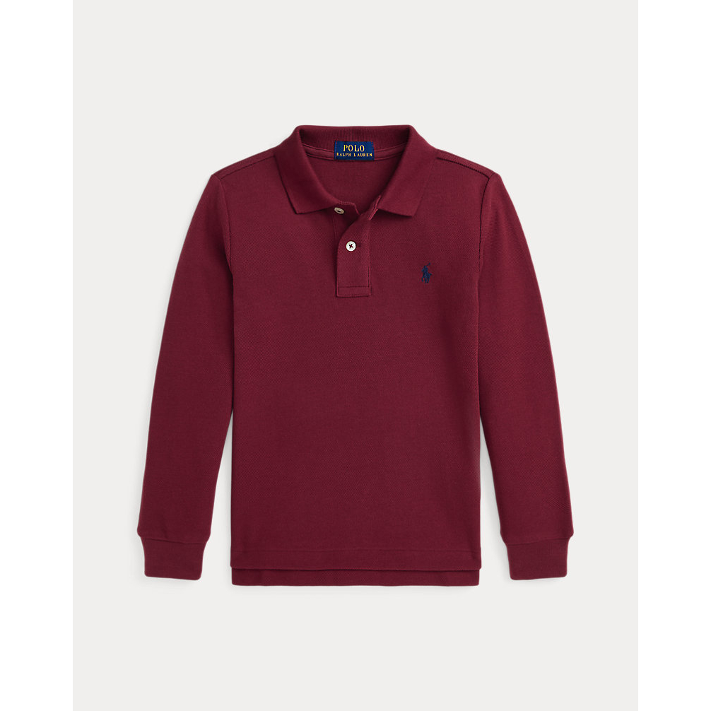 Little Boy's 'Cotton Mesh Long-Sleeve Polo Shirt'