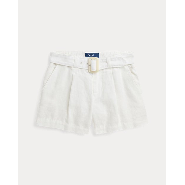 Toddler & Little Girl's 'Belted Pleated Linen Short'