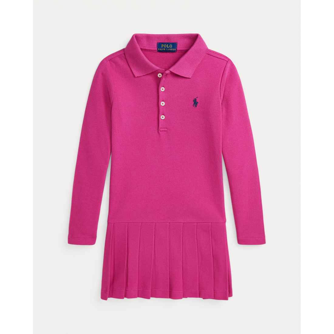 Toddler & Little Girl's 'Pleated Stretch Mesh Polo Dress'