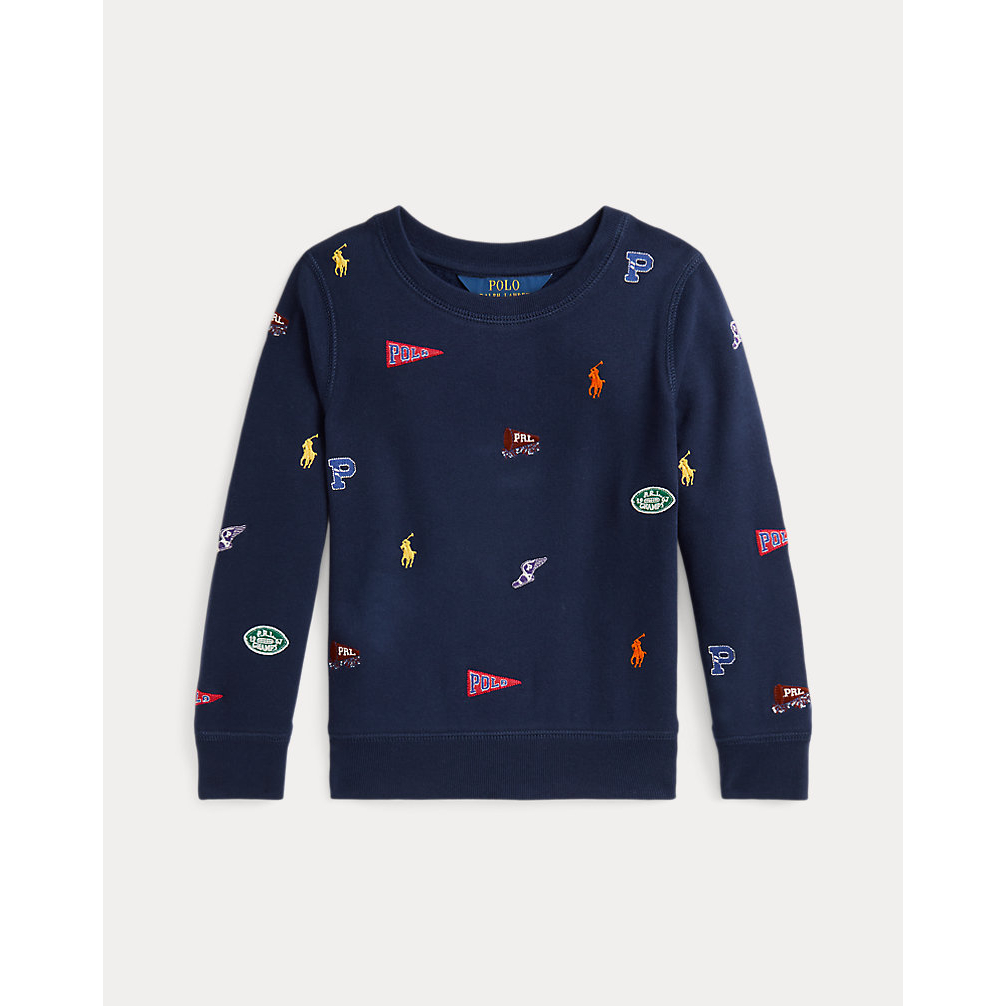 Toddler & Little Girl's 'Embroidered Motif Fleece Sweatshirt'