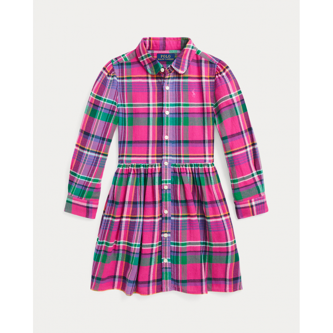 Toddler & Little Girl's 'Plaid Cotton Twill Shirtdress'