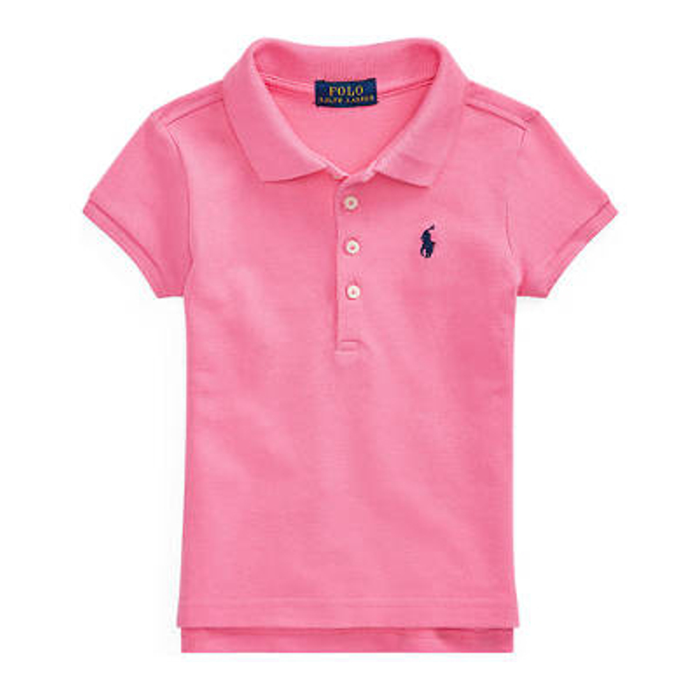 Little Girl's 'Stretch Cotton Mesh Polo Shirt'