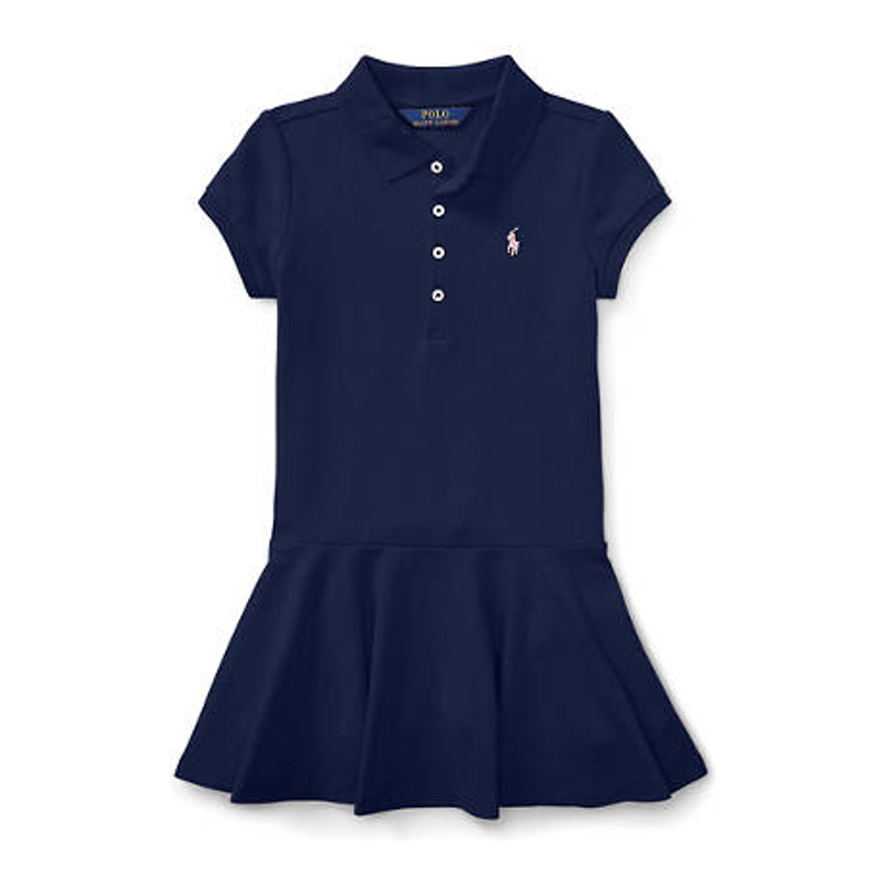 Little Girl's 'Stretch Cotton Mesh Polo Dress'