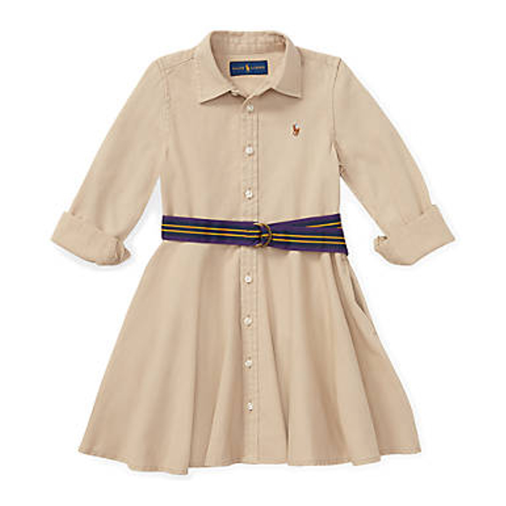 Little Girl's 'Belted Cotton Chino Shirtdress'