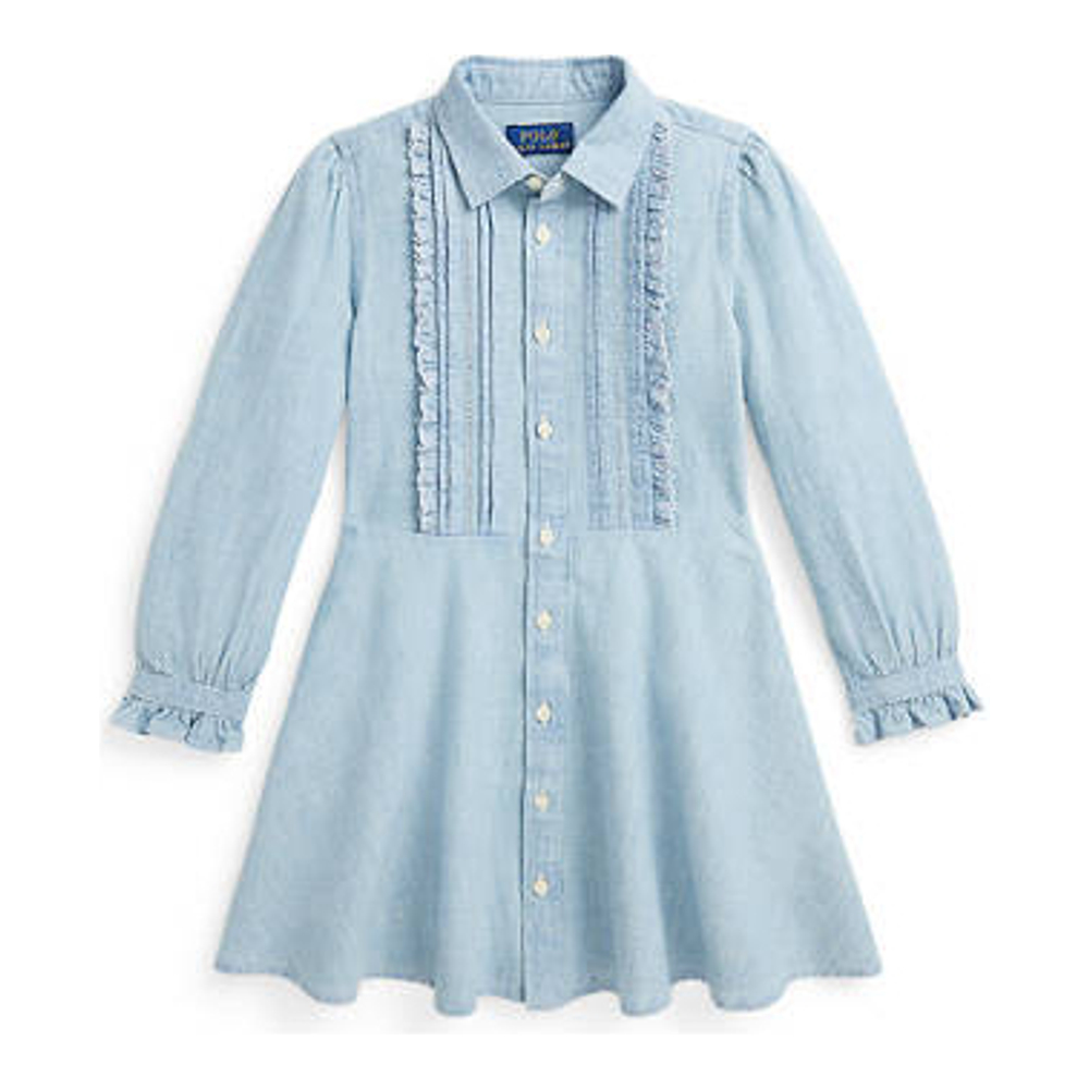 Little Girl's 'Ruffled Cotton Chambray Dress'