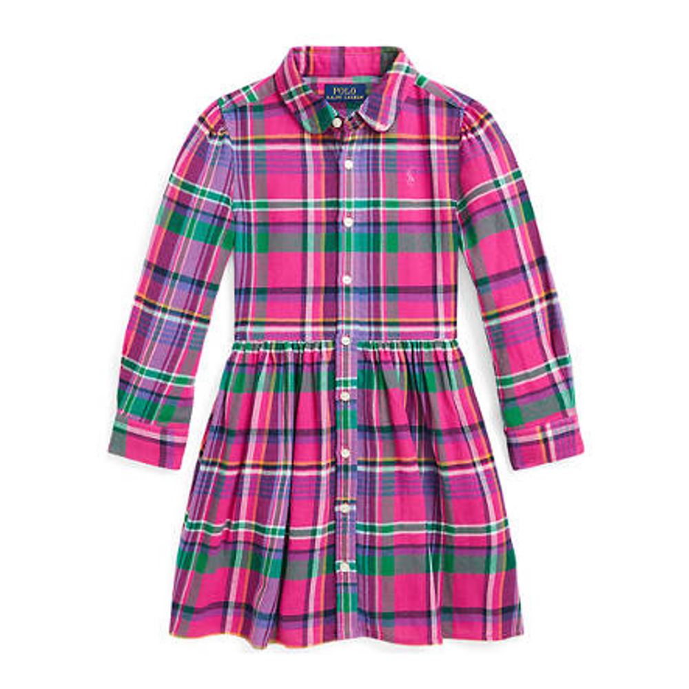 Little Girl's 'Plaid Cotton Twill Shirtdress'