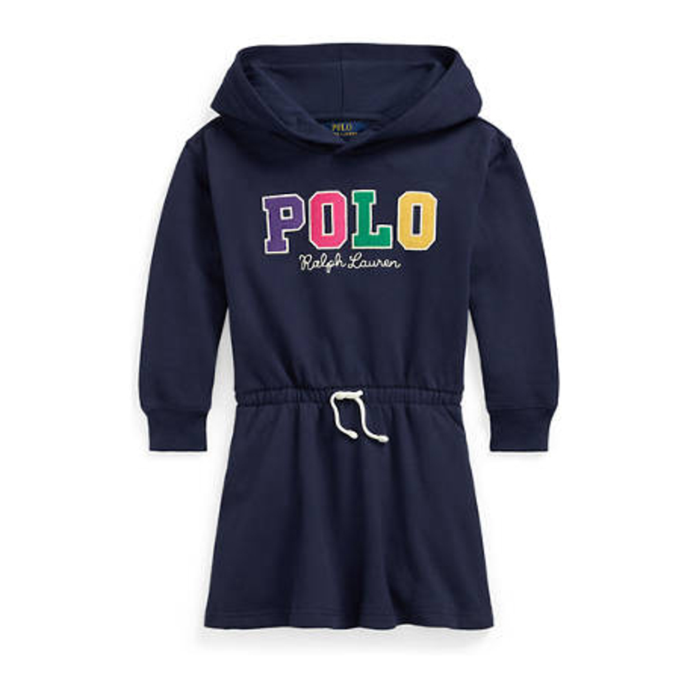 Little Girl's 'Corduroy Logo Fleece Hoodie Dress'